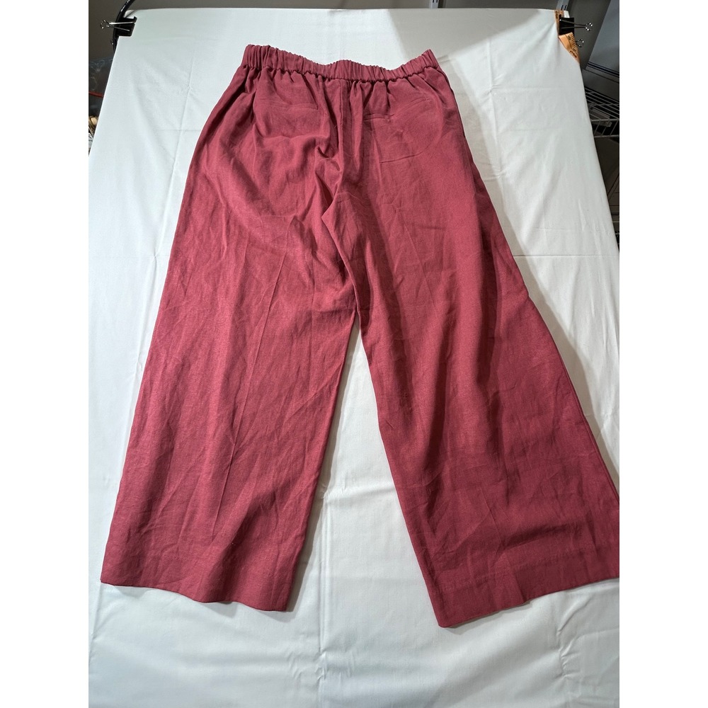 Simply Vera Vera Wang Pink Wide Leg Mid Rise Linen Blend Pants Womens Medium